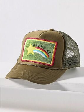 NWOT Anthropologie Friday Feelin Happy AF Trucker Hat